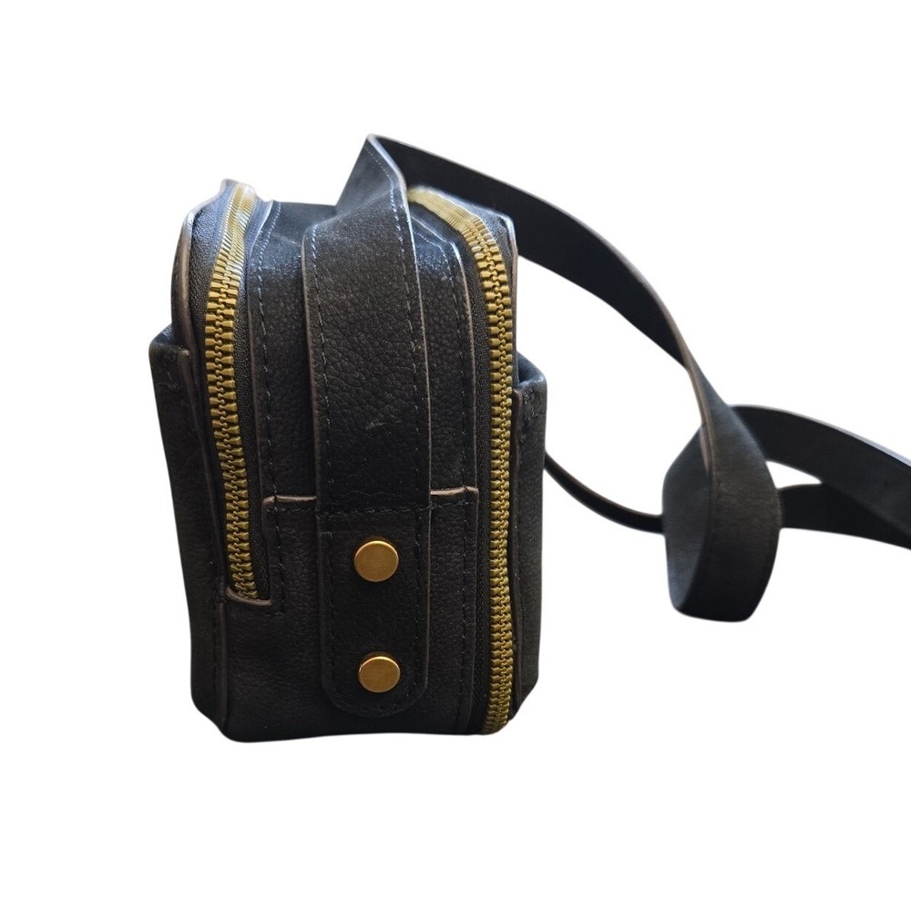 American Leather Co. Nashville Black Leather Crossbody Bag Double Zip - Picture 4 of 9